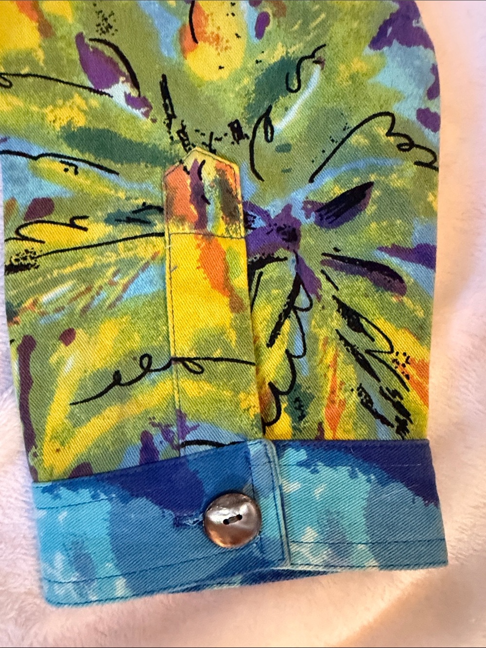 Laura Ashley Blue Multicolor Scenic Button-Front Jean Jacket - Picture 6 of 16